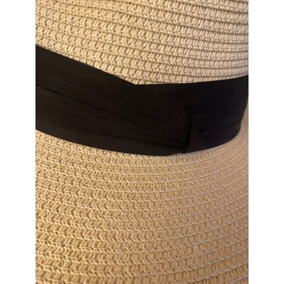Natural Paper Fedora Black Band Detail Adjustable Strap Hat - Picture 2 of 7